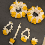 Handcrafted Marigold & Tuberose Floral Jewelry Set