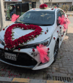 Heart Shap Red & White Floral Car Decor for Weddings - Image 2