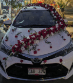 Elegant Red & White Rose Wedding Car Decoration - Image 2