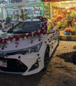 Elegant Red & White Rose Wedding Car Decoration