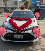 Heart Shap Red & White Floral Car Decor for Weddings