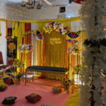 Traditional Yellow & Gold "Mehndi Ki Raat" Home Decor Setup