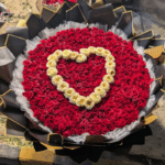 Special full size customise Grand Red Rose Heart Bouquet in Premium Black Wrapping bouquet 💐