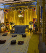 Yellow & Gold "Mehndi Ki Raat" Home Decor Setup - Image 2