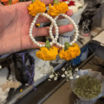 Marigold & Pearl flower  Earringss