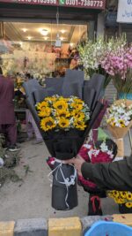 Sunflower 🌻 bouquet with black sheet - Image 2