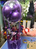 Balloons box bouquet with chocolate’s
