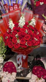Red bouquet with red flowers &red Imported rap - Image 3