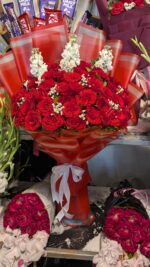 Red bouquet with red flowers &red Imported rap - Image 4
