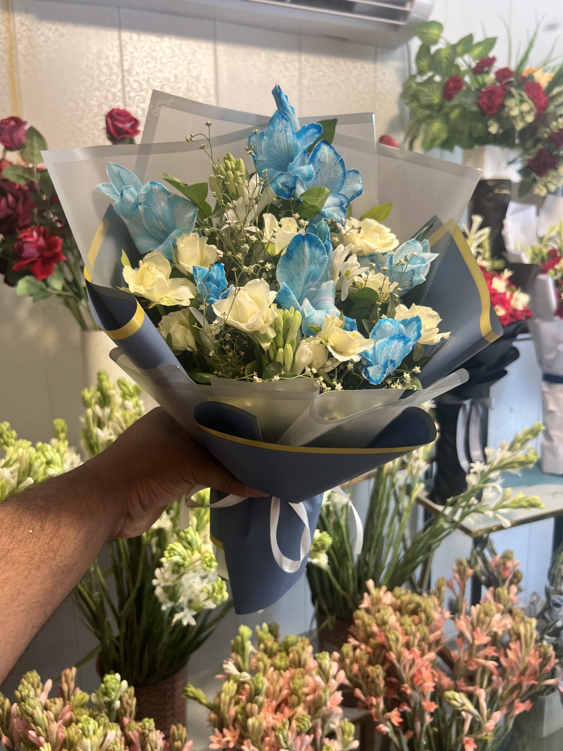 IMG_1488 Decent bouquet with blue flowers - Image 1