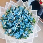 Blue flowers with importad papar bouquet 💐