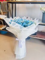 Blue flowers with importad papar bouquet 💐 - Image 4